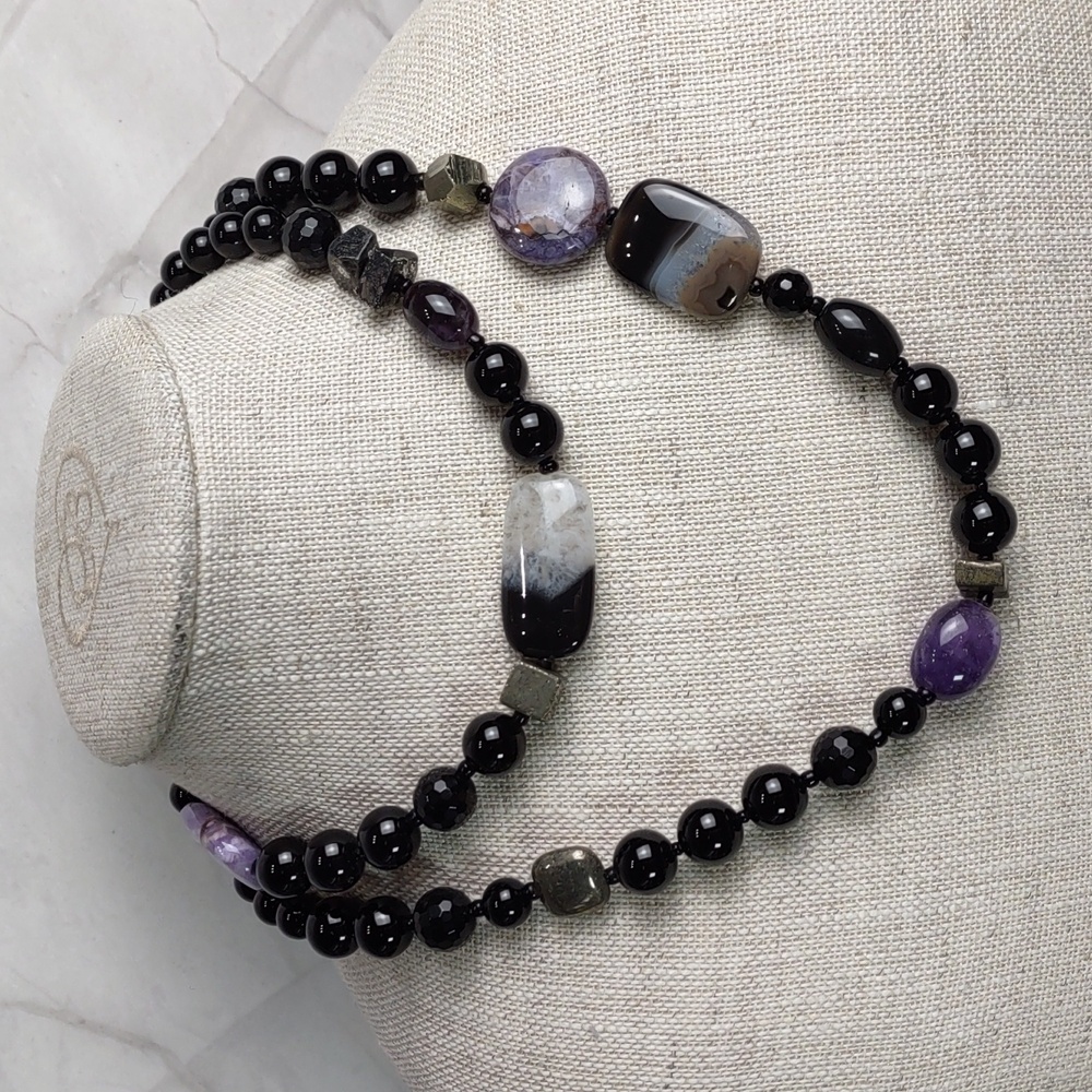 Black Onyx/Amethyst/Agate Necklace View 2